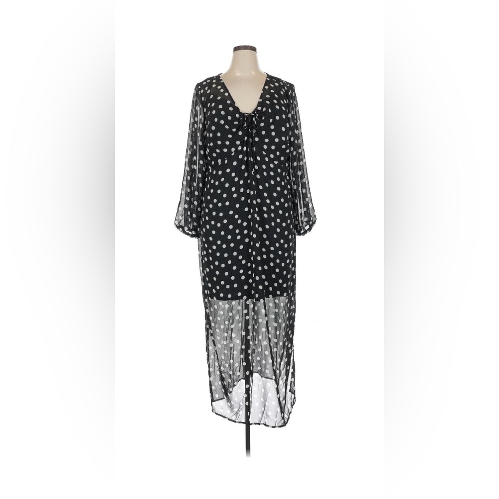NWT Ava & Vic Polka Dot Sheer Black Dress 3X